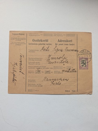 Finnland beleg paketkarte 1928 - finnland,