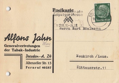 Beleg 1937 postkarte - beleg, dr
