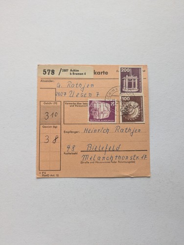 Bund beleg paketkarte - bund,