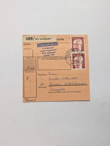 Bund beleg paketkarte - bund,