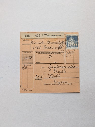 Bund beleg paketkarte - bund,
