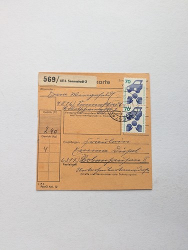 Bund beleg paketkarte - bund,
