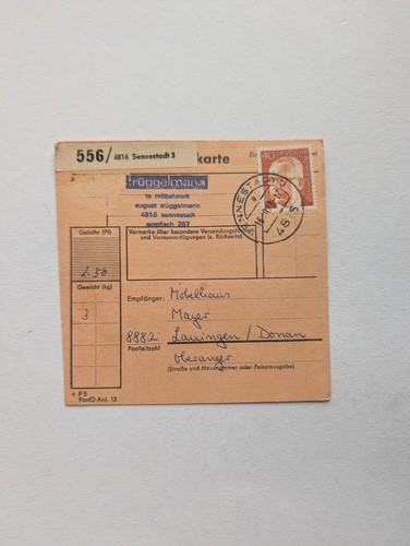 Bund beleg paketkarte - beleg,