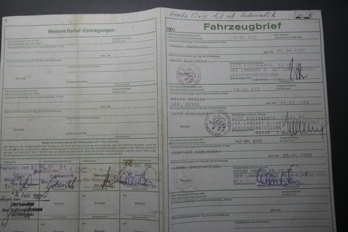 Fahrzeugbrief kfz brief honda - kfz,