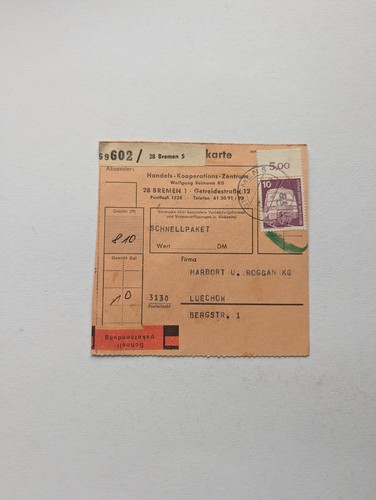 Bund beleg paketkarte - bund,