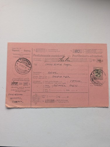 Finnland beleg paketkarte 1921 - finnland,