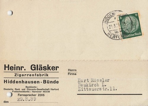 Beleg 1939 heinrich - 1939, dr