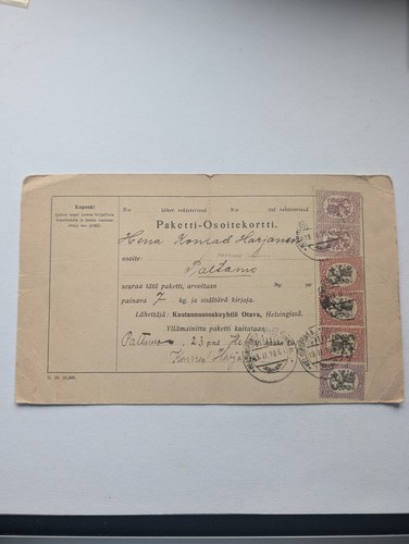 Finnland beleg paketkarte 1919 - finnland,