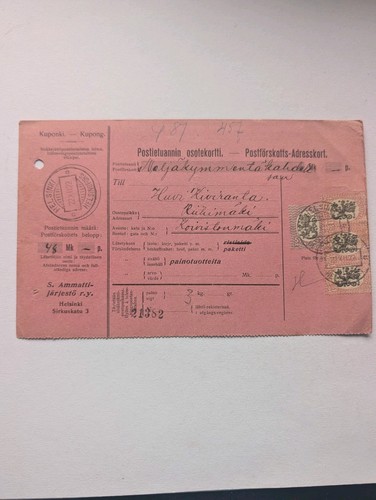Finnland beleg paketkarte 1922 - beleg,