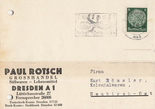 Beleg dresden 1940 paul rotsch - beleg,