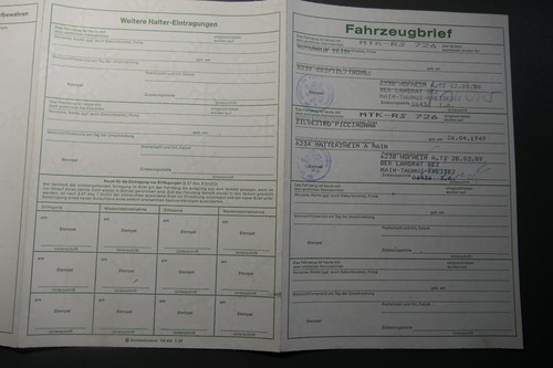 Fahrzeugbrief kfz brief honda - fahrzeugbrief,