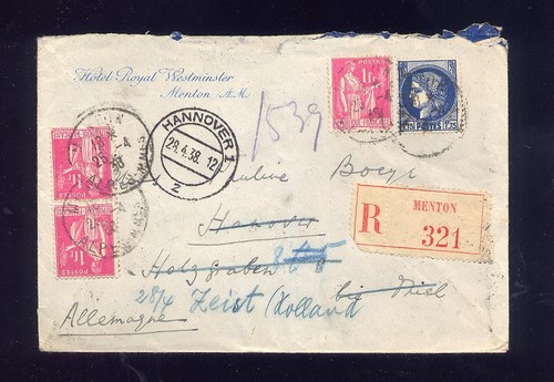 Alter frankreich beleg 1938 - alter,