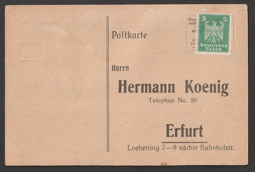 Erfurt 1924 heimatbeleg - erfurt, "