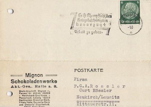 Beleg 1937 postkarte - -,